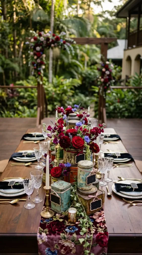 Vintage Metal Tins as Flower Pots