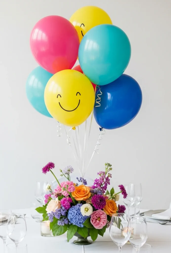 Whimsical Bloom & Balloon Paired Centerpieces
