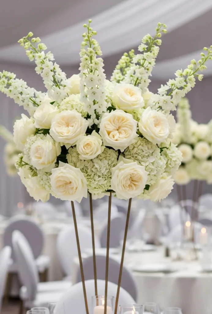 White Garden Rose + Delphinium Blend