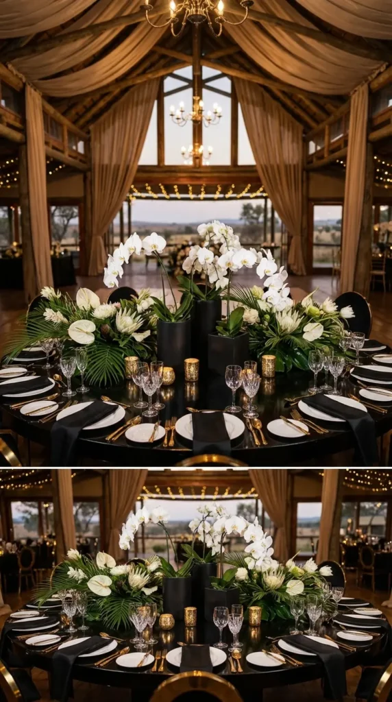 White Orchids in Sleek Black Pots