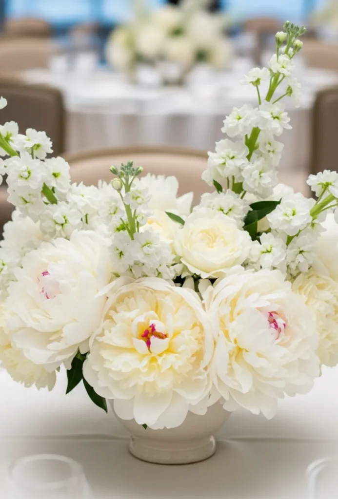 White Peony + Stock Arrangements