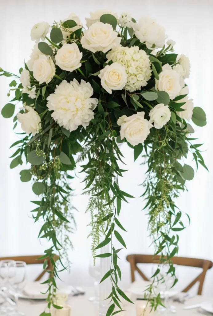 White Rose + Cascading Greenery