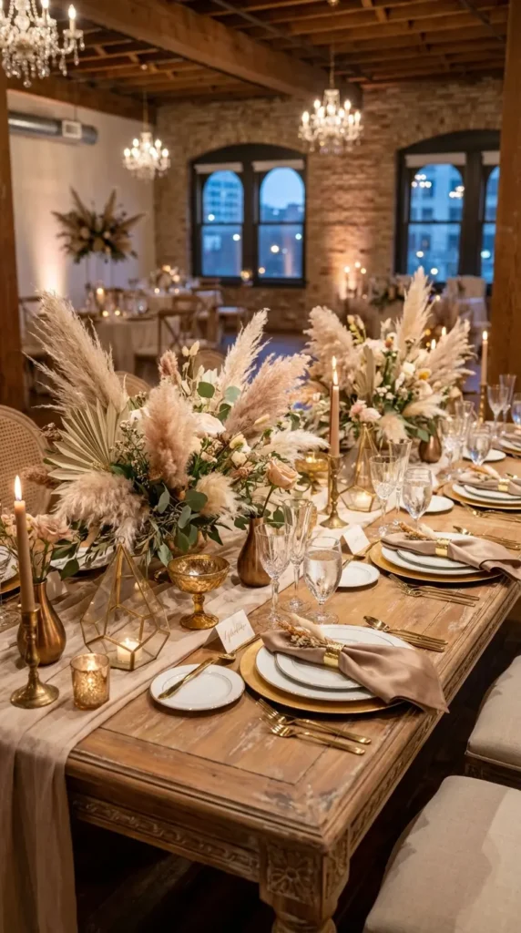 Wild Pampas and Metallic Accents Tables