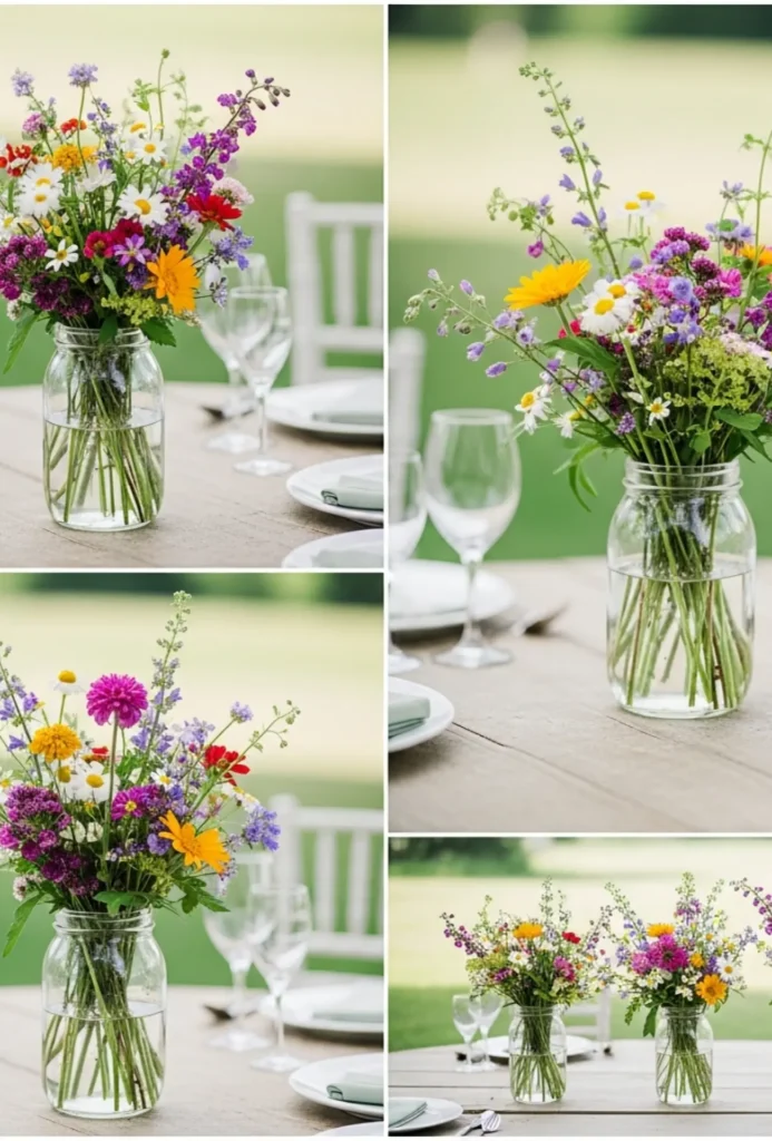 Wildflower Mason Jar Centerpieces