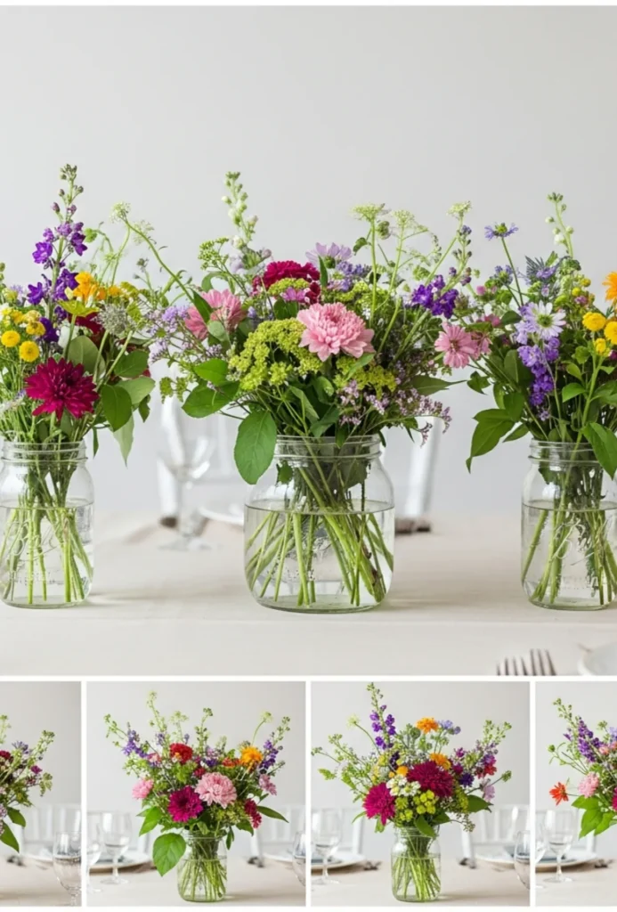Wildflower Mason Jar Clusters