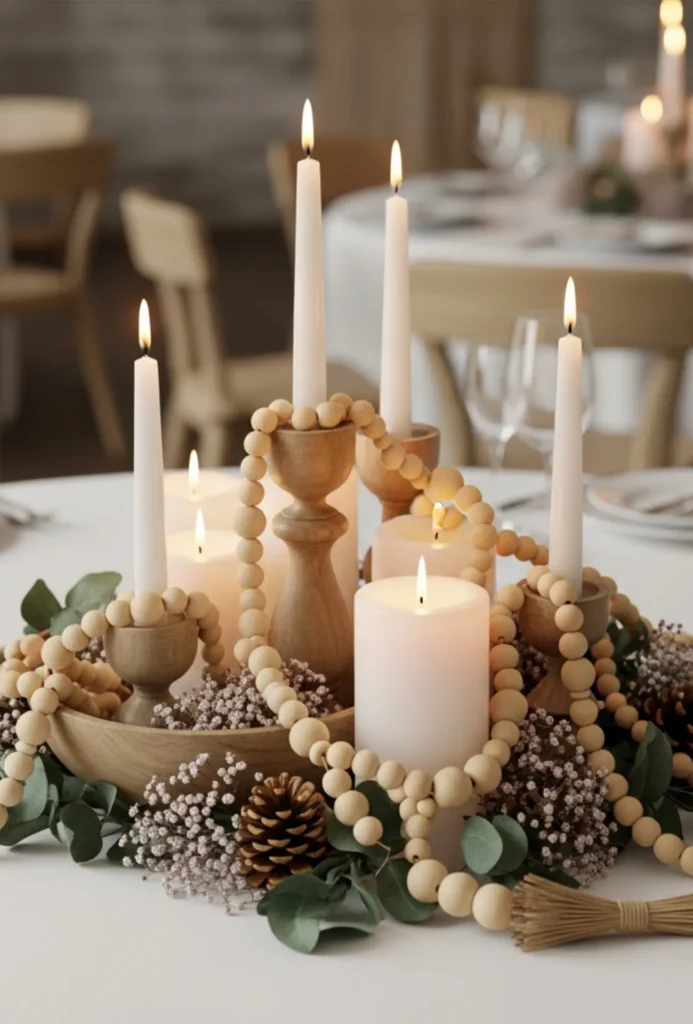 Wooden Bead & Candle Styling