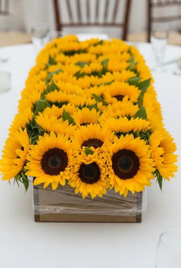 Wooden Box Layered Sunflower Design