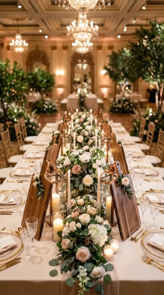 Wooden Serving Boards with Signage and Florals