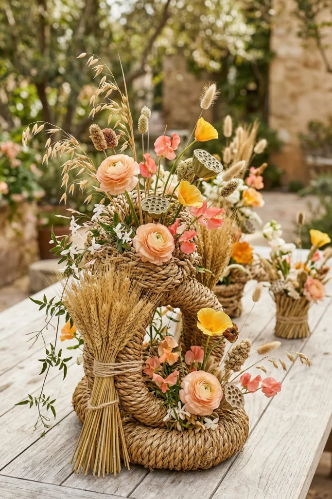 Woven Grass & Floral Textural Display