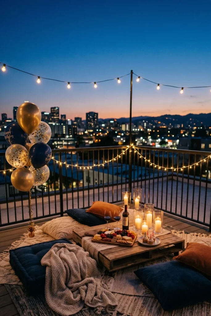Aesthetic Rooftop Date Night Setup