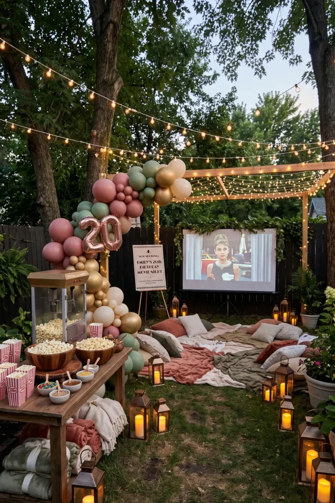 Backyard Movie Night with Aesthetic Setup