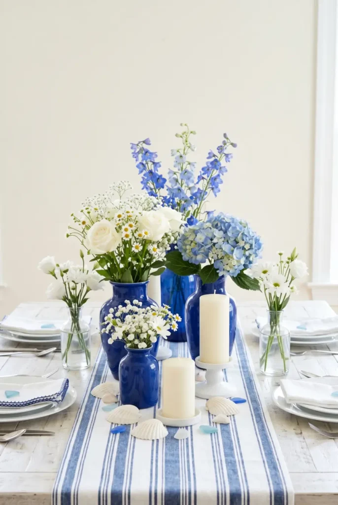 Blue and White Coastal Theme Arrangements