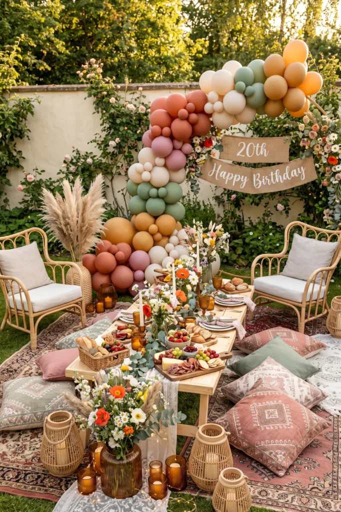 Boho Garden Picnic with Floral Decor