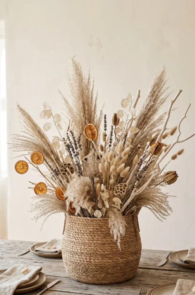 Boho Pampas Grass and Dried Floral Arrangements