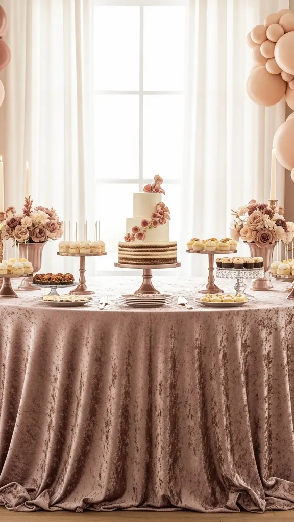 Cake Table With a Statement Tablecloth