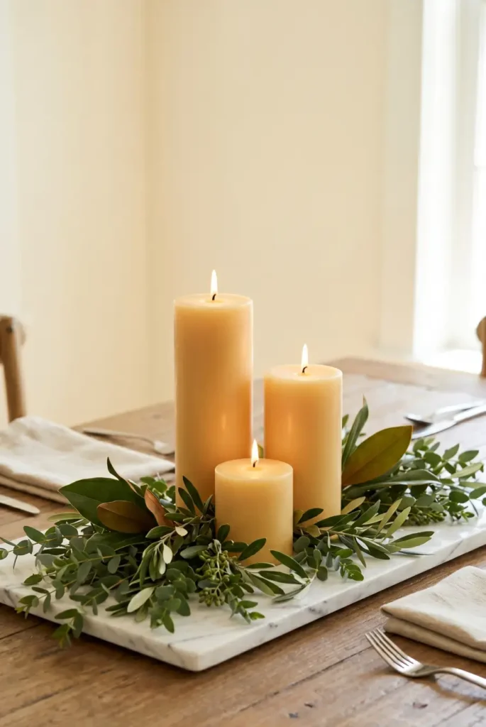 Candle and Greenery Minimal Luxe Displays