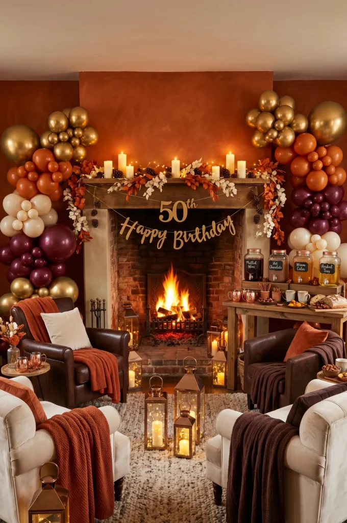 Cozy Fireplace Indoor Party