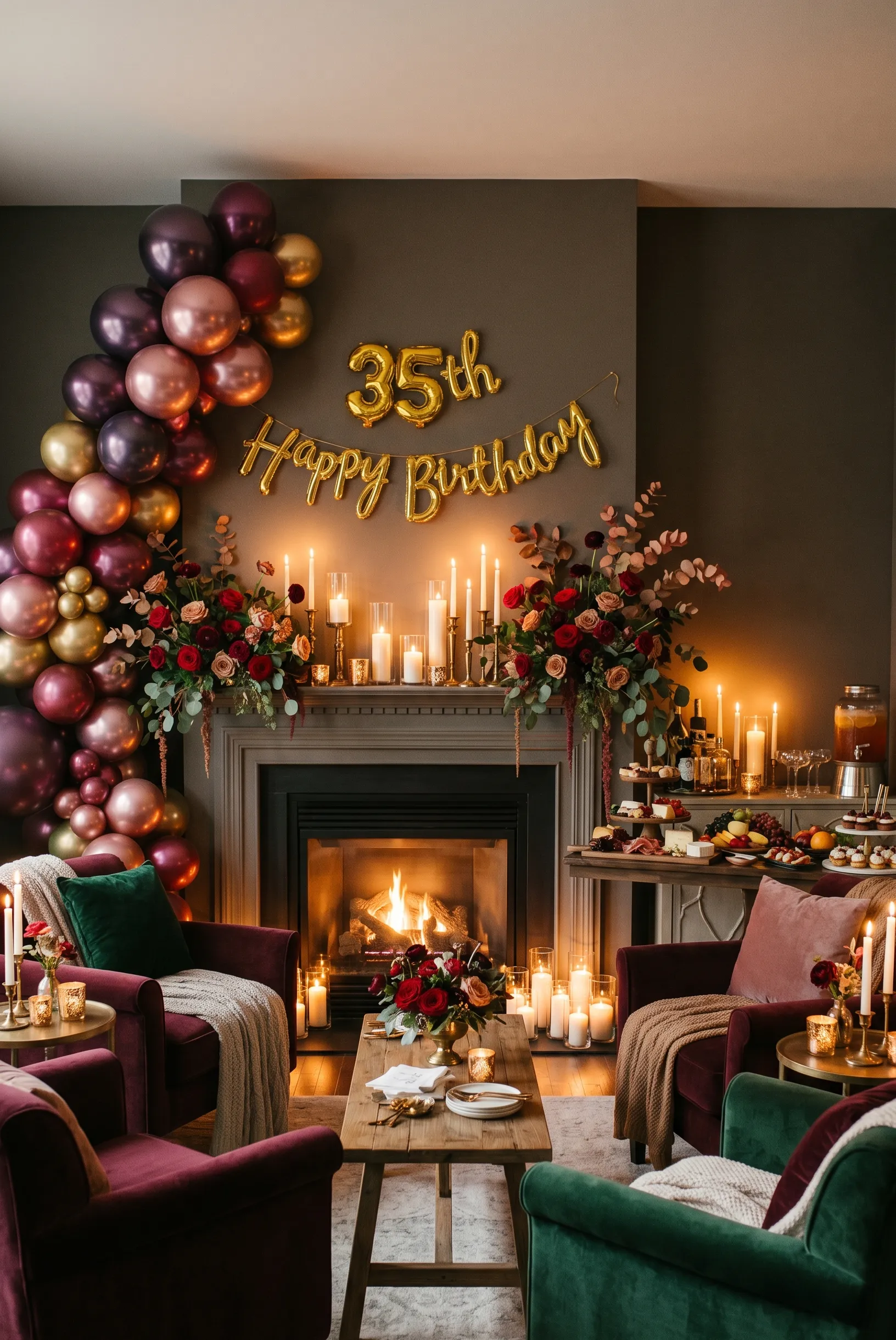 Cozy Fireplace Luxe Indoor Party