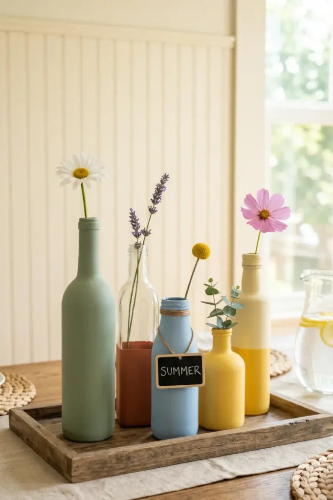 DIY Painted Bottle Flower Vases