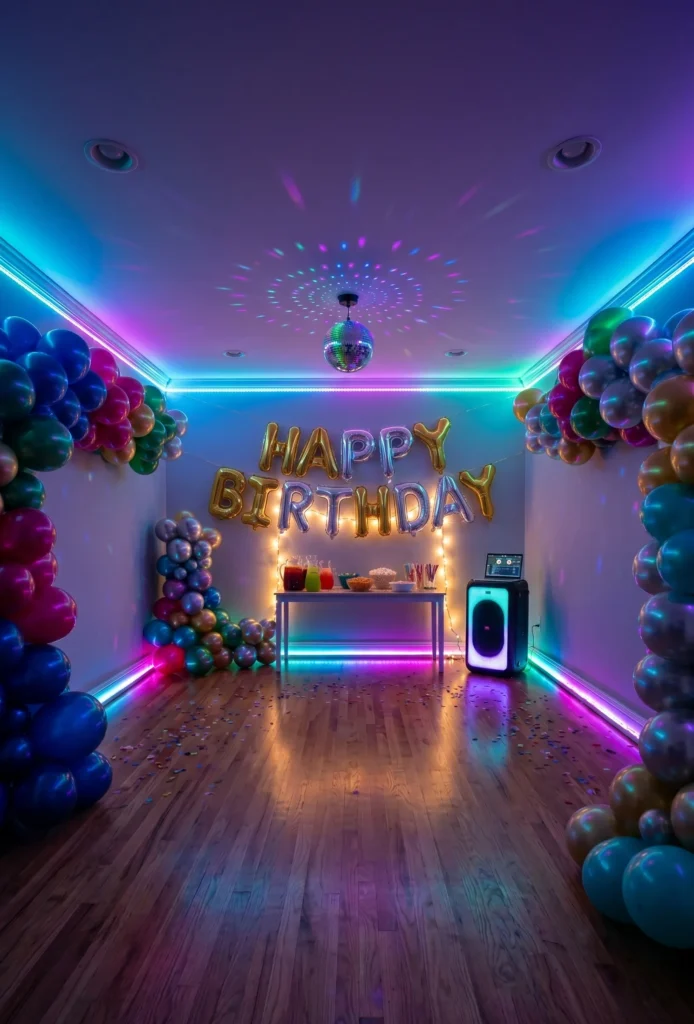 Dance Party with LED Lights and Playlist