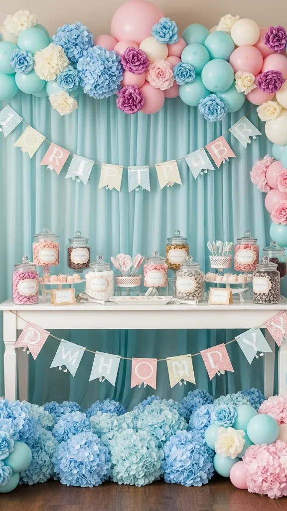 Dessert Bar With Labeled Jars and Stands