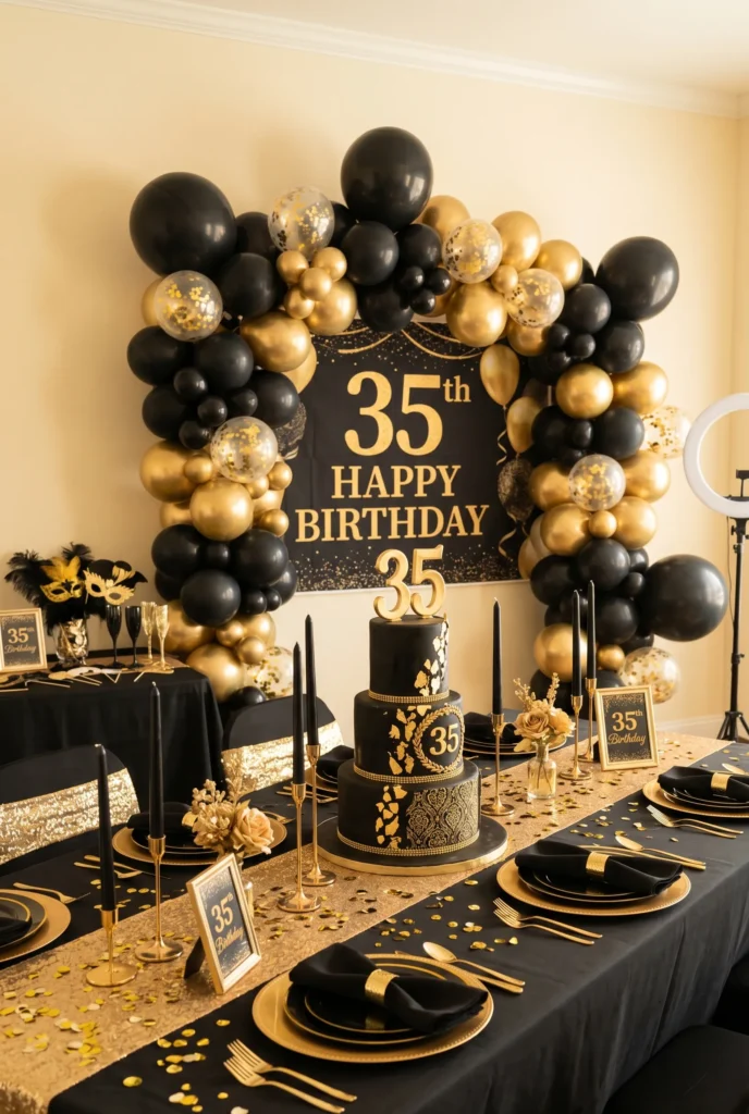 Elegant Black and Gold Glam Party