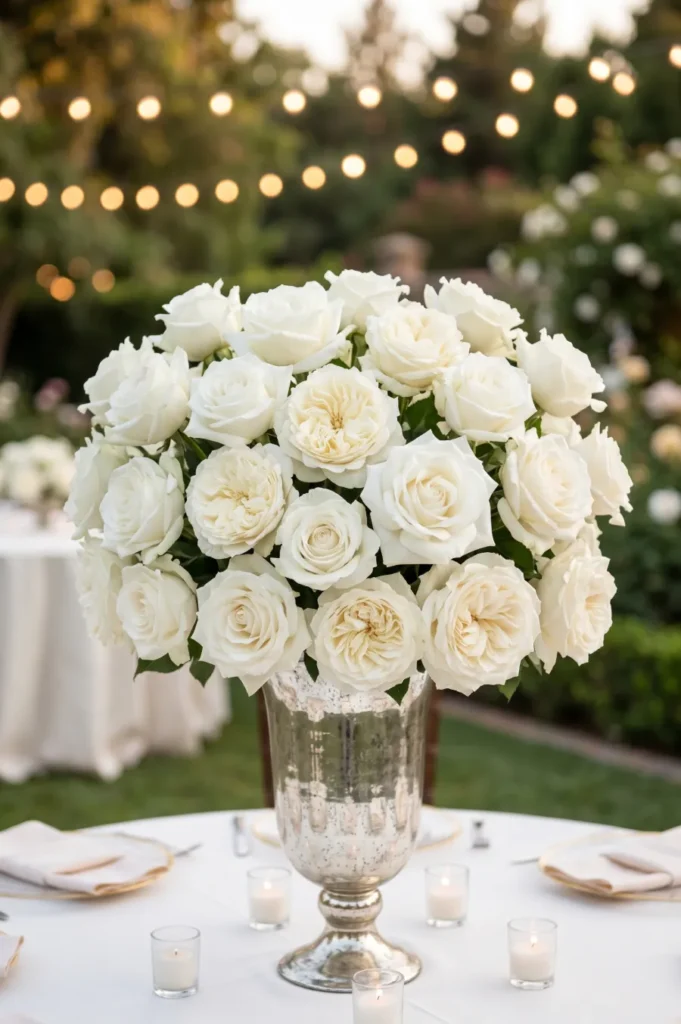 Elegant White Rose Centerpieces