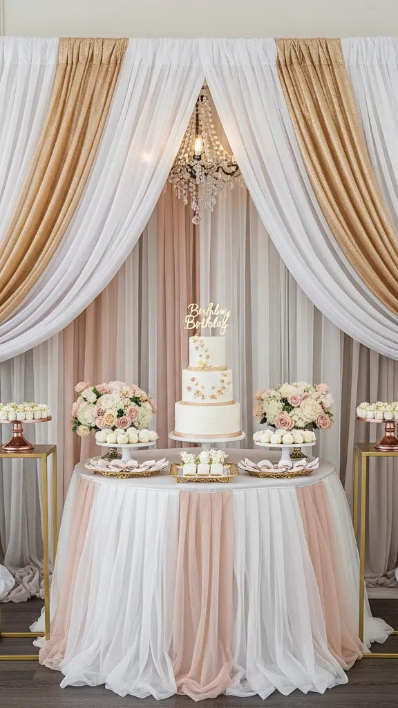 Fabric Draping or Tulle Curtain Backdrop