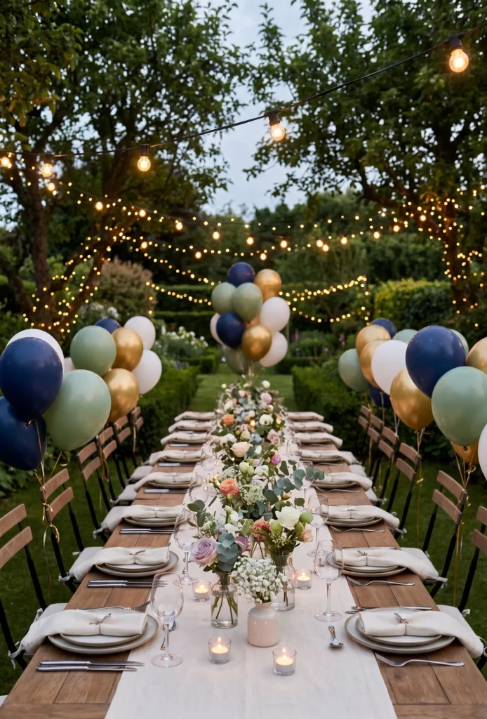 Garden Dinner Party with Floral Decor