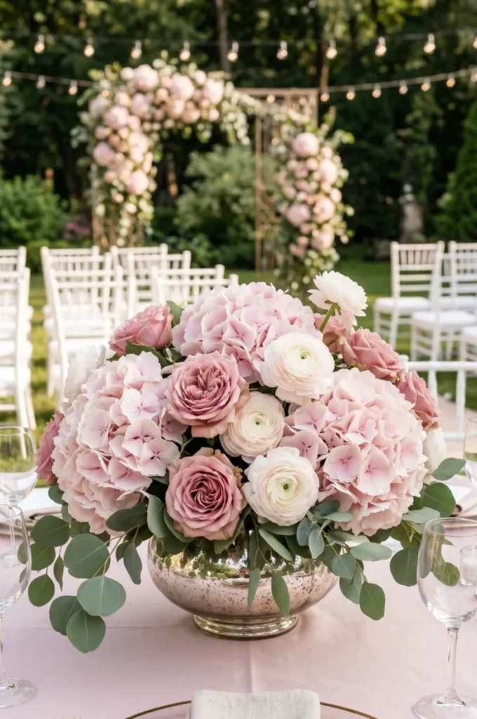 Garden Hydrangea Blush Centerpieces
