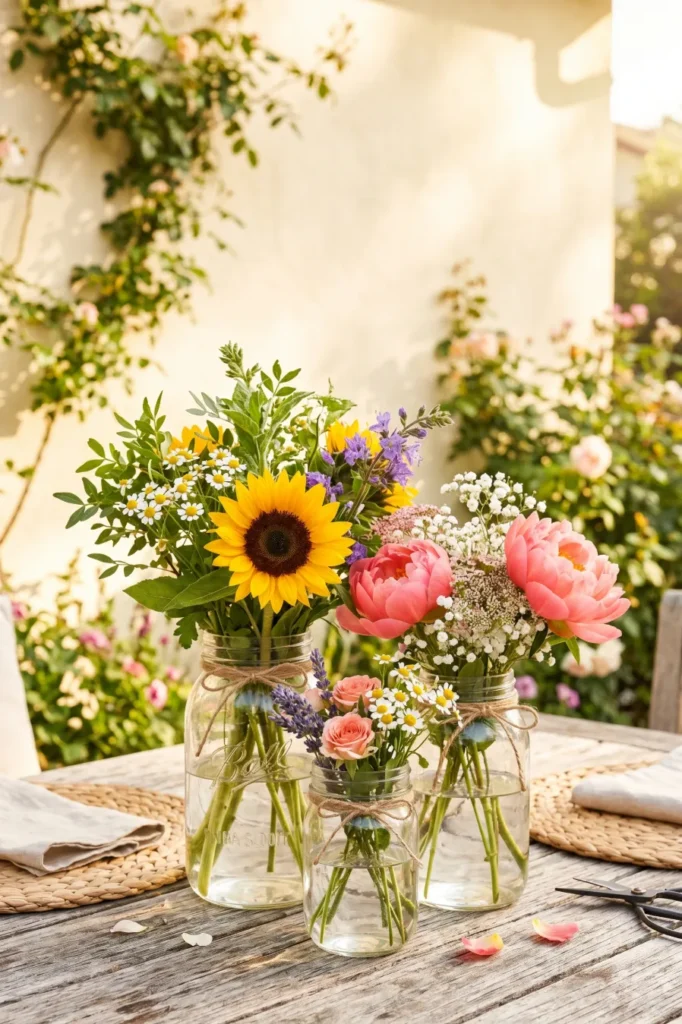 Mason Jar Fresh Flower Centerpieces