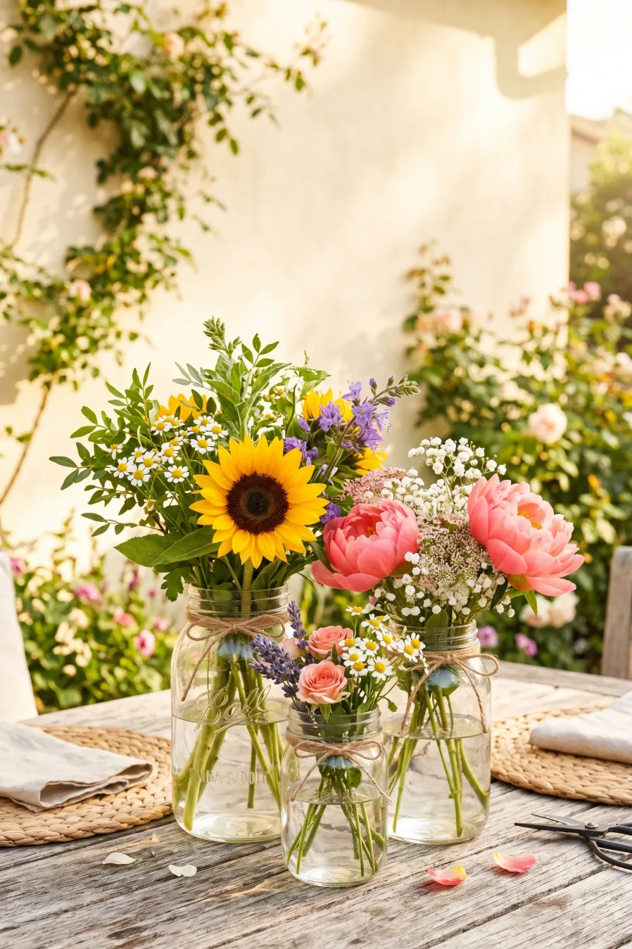 Mason Jar Fresh Flower Centerpieces