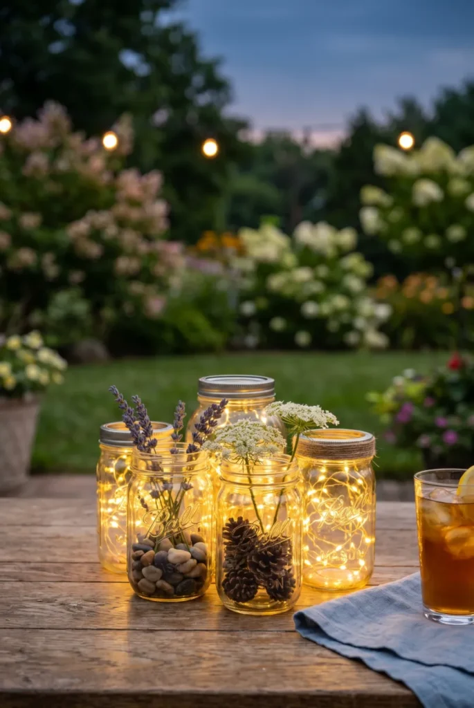Mason Jar and Fairy Light Combo Decor