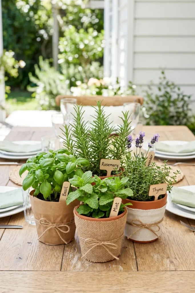 Mini Potted Herb Centerpieces