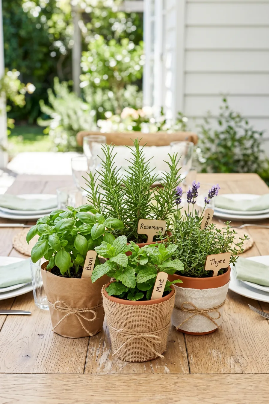 Mini Potted Herb Centerpieces