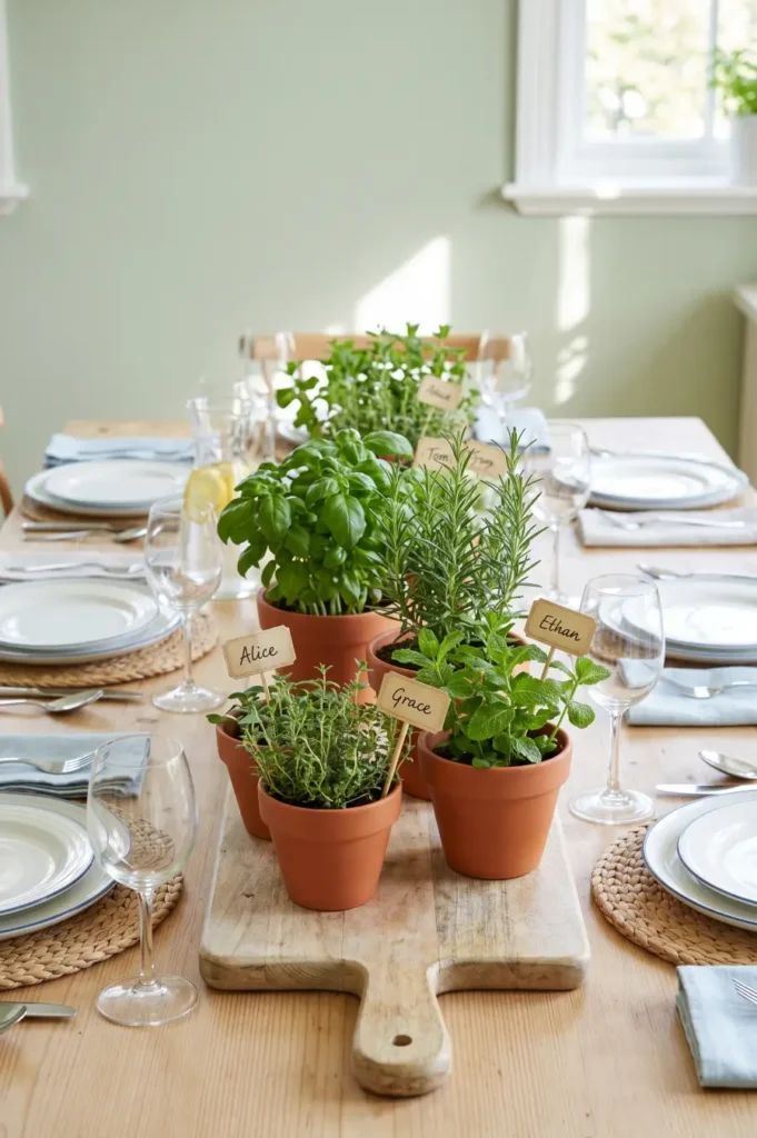 Mini Potted Herb Table Centerpieces