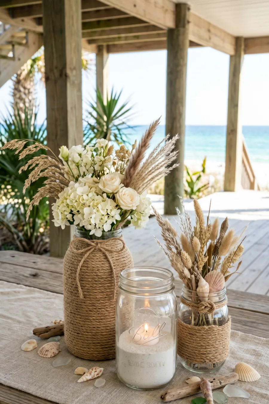 Nautical Rope Wrapped Mason Jars