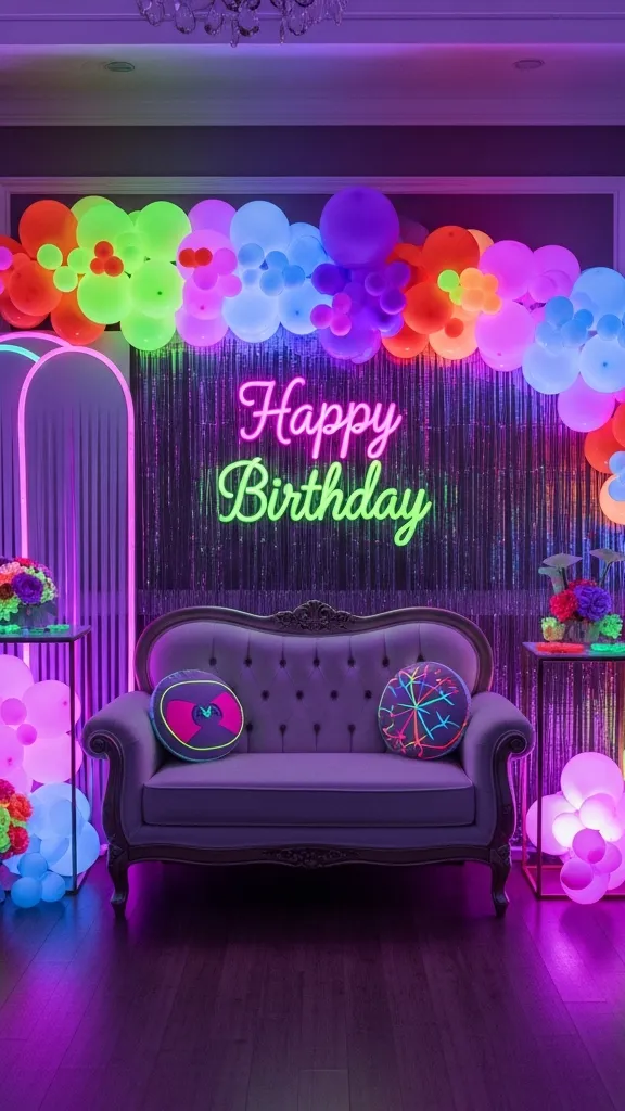 Neon Glow Party with UV Lights and LED Decor
