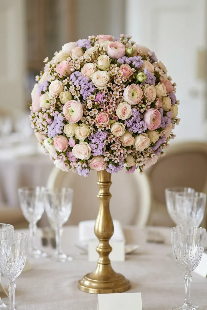 Pastel Floral Orb Elevated Centerpiece
