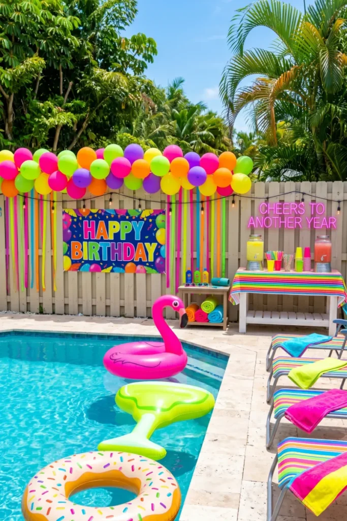 Pool Party with Floaties and Neon Accents