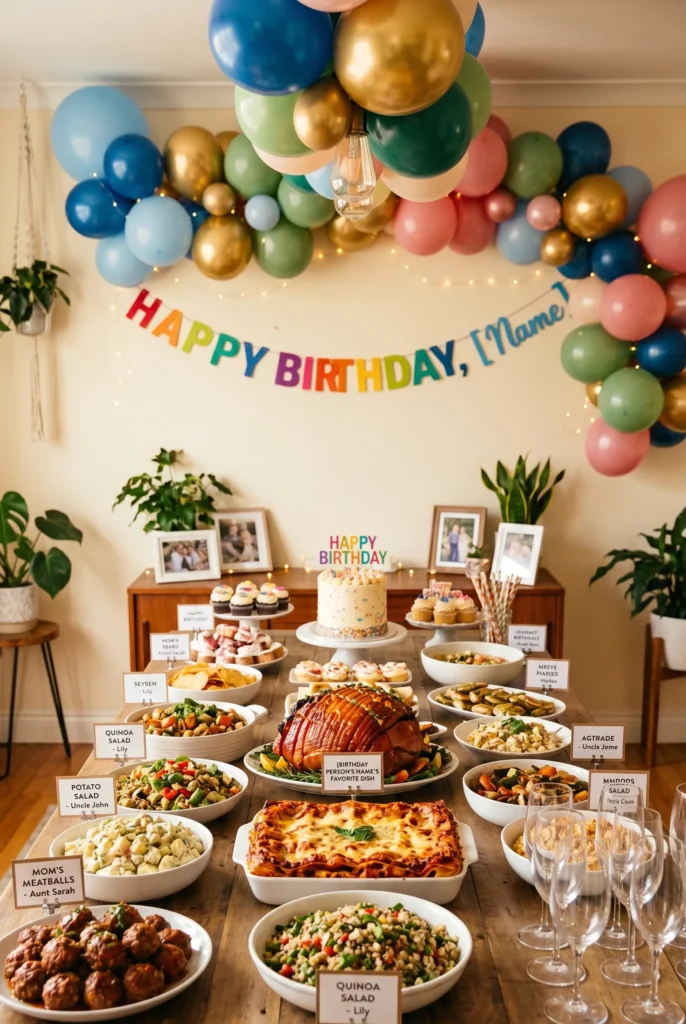 Potluck Style Party with Friends and Family