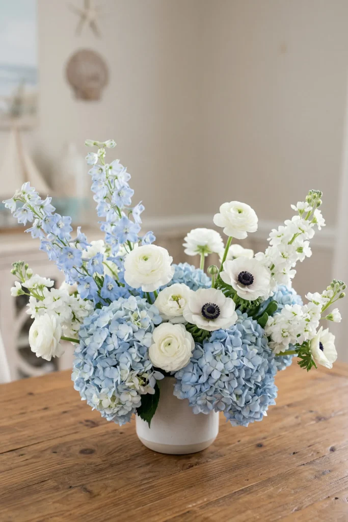 Powder Blue + White Floral Mix
