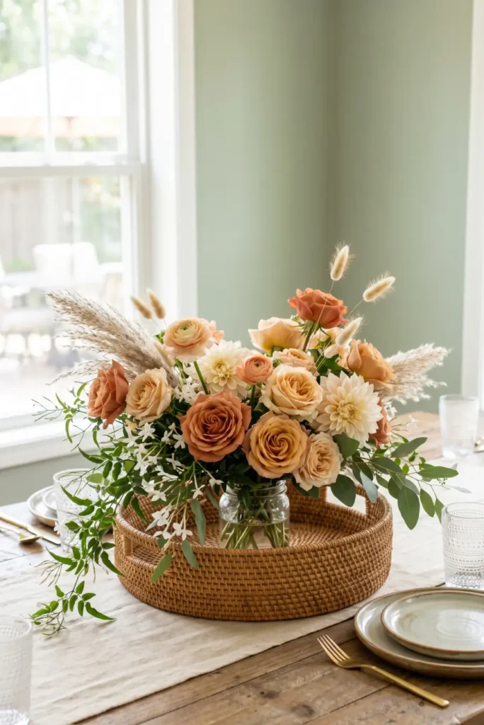 Rattan Basket Floral Centerpieces