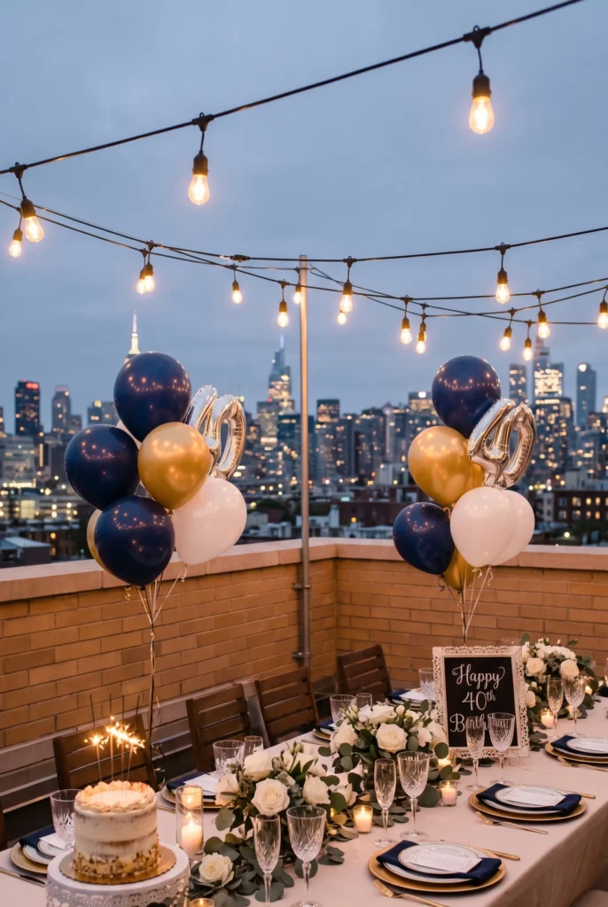 Rooftop Dinner Party with City Views