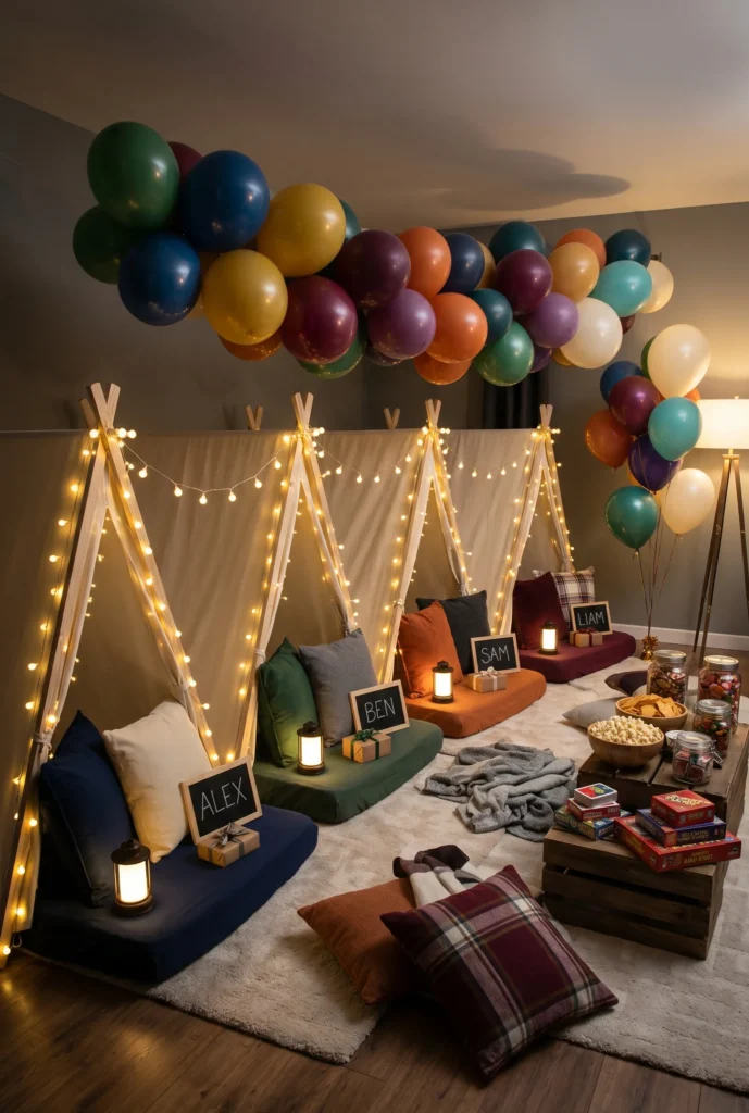 Slumber Party with Teepees and Fairy Lights