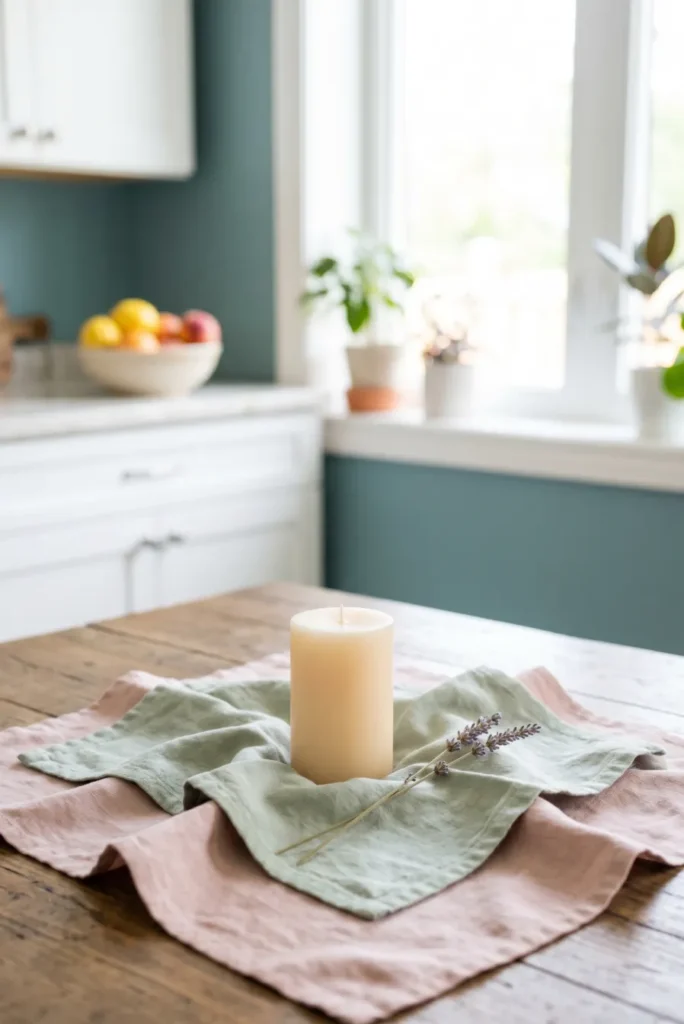 Soft Pastel Cloth and Candle Minimal Setup