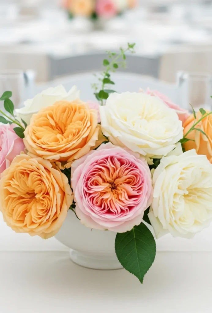 Soft Pastel Garden Rose Clusters  