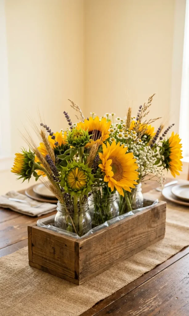 Sunflower Rustic Wooden Box Displays