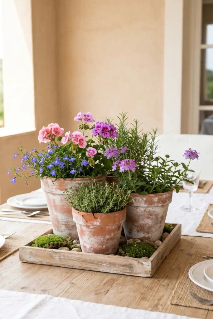 Terracotta Pot Flower Centerpieces