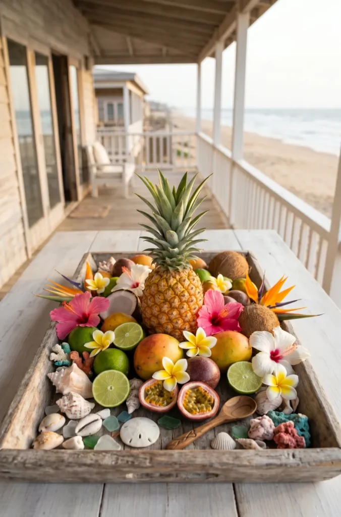 Tropical Fruit and Shell Mixed Centerpiece